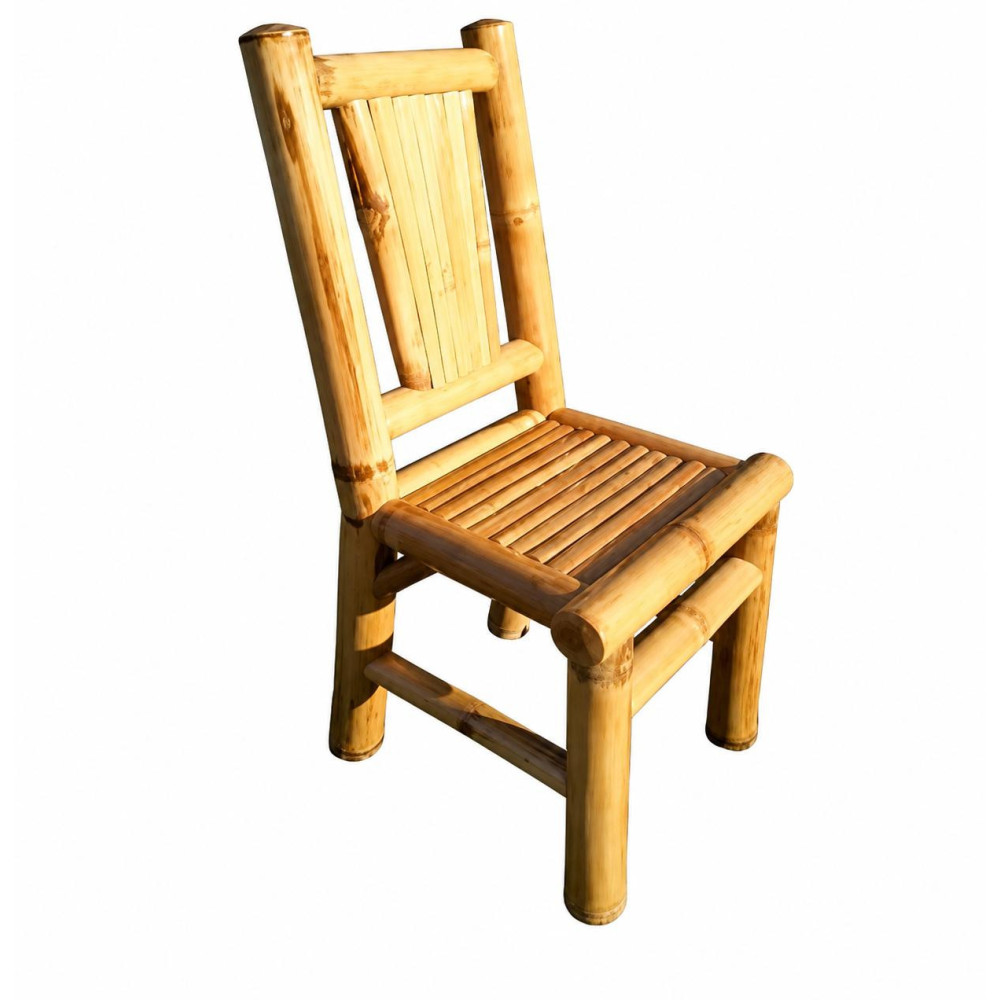 Bamboo Side Chair with Rattan Backrest