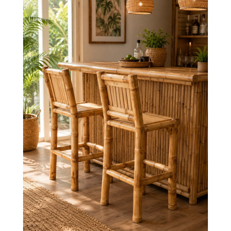Bamboo Bar Chair with Bamboo Backrest