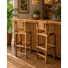 Bamboo Bar Stool with Rattan Backrest