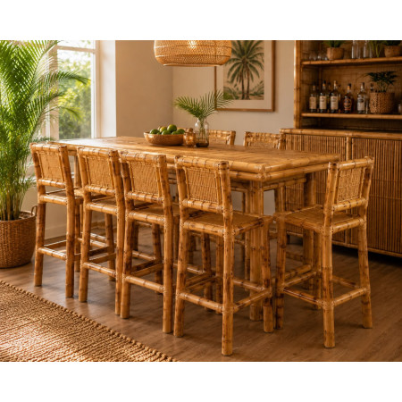 Bamboo Bar Stool with Bamboo Backrest