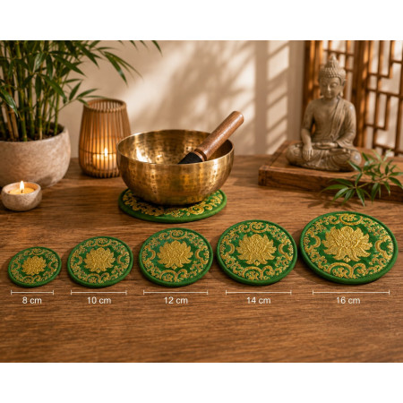Runde Klangschalen-Kissen mit Lotus Muster-grün