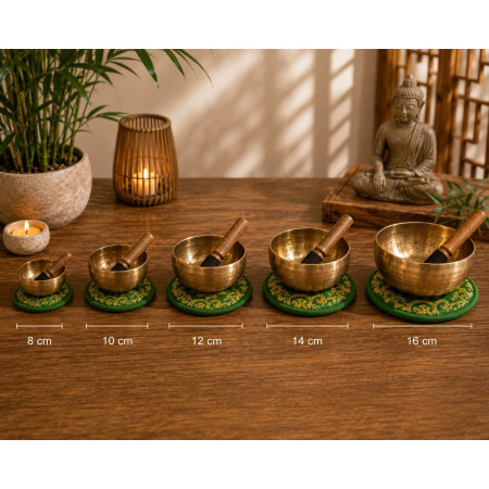 Runde Klangschalen-Kissen mit Lotus Muster-grün