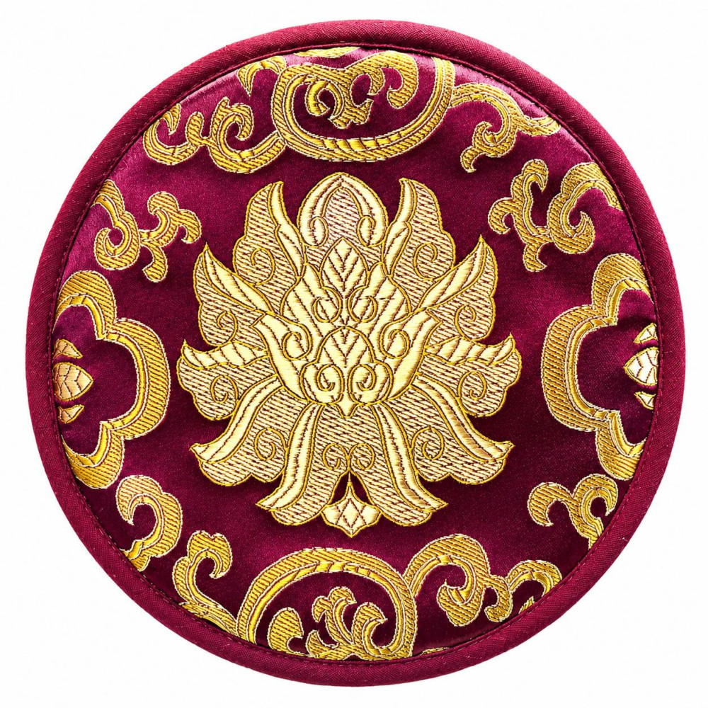 Runde Klangschalen-Kissen mit Lotus Müster-rot