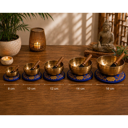 Runde Klangschalen-Kissen mit Lotus Muster-blau
