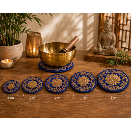 Runde Klangschalen-Kissen mit Lotus Muster-blau
