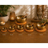 Runde Klangschalen-Kissen mit Lotus Muster orange