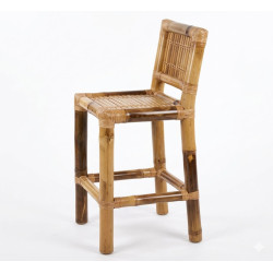 Bamboo Bar Stool with Bamboo Backrest