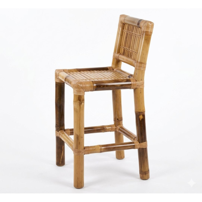 Bamboo Bar Stool with Bamboo Backrest