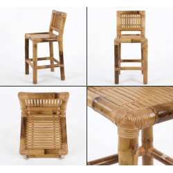 Bamboo Bar Stool with Bamboo Backrest